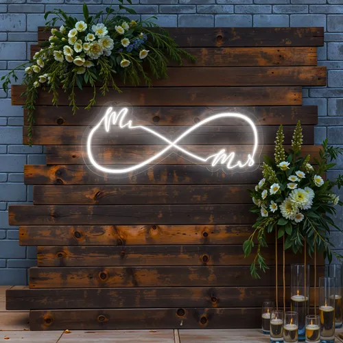 Mr and Mrs Infinity Wedding Neon Sign - Custom Pro Prints