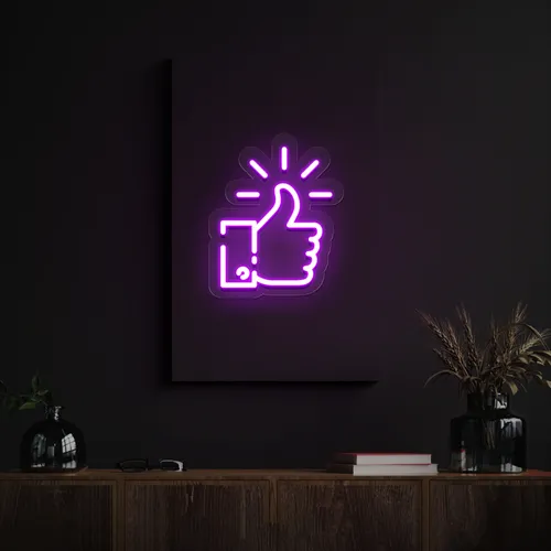 Purple Thumbs Up Neon Sign - Custom Pro Prints