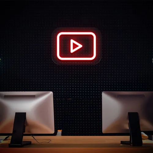 Youtube Play Button Neon Sign - Custom Pro Prints