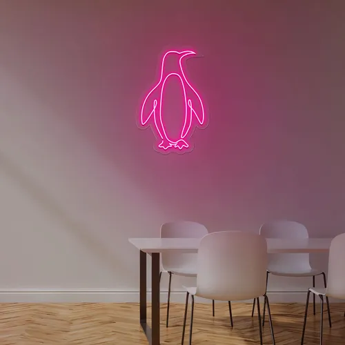 Cute Penguin Neon Sign - Custom Pro Prints