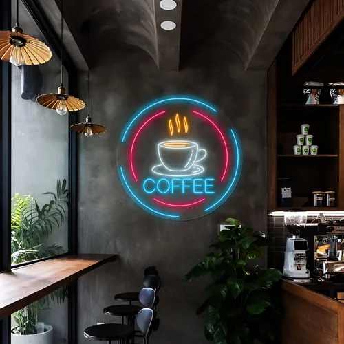 Steaming Cup Coffee Neon Sign - Custom Pro Prints