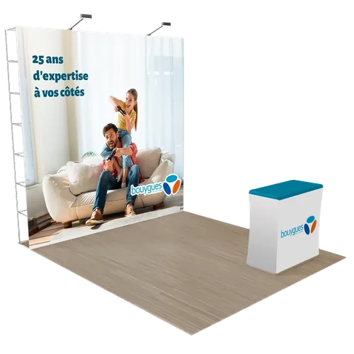 Présentoir d'exposition portable personnalisé pop up 3 m x 3 m - Imprint Now - FR