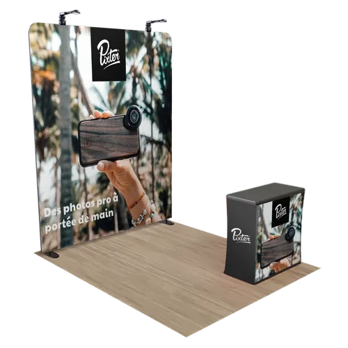 Présentoir d'exposition zippé personnalisé avec cadre en aluminium 2,4 x 2,4 m - Imprint Now - FR