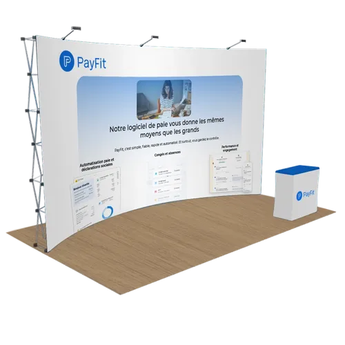 Présentoir courbé Pop-Up personnalisé 6,1 m x 3 m - Imprint Now - FR