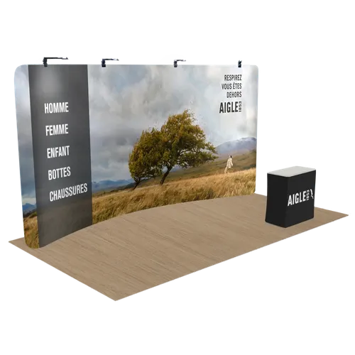 Présentoir d'exposition zippé courbé personnalisé 6,1 m x 2,4 m - Imprint Now - FR
