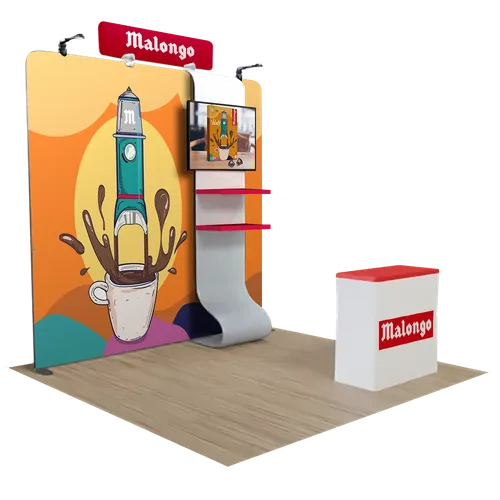 Présentoir média avec support TV 3 m x 3 m - Imprint Now - FR