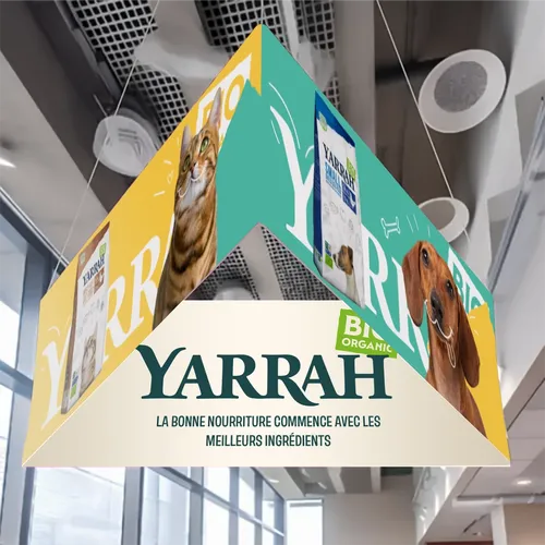 Bannière suspendue triangulaire pour salons professionnels - Imprint Now - FR