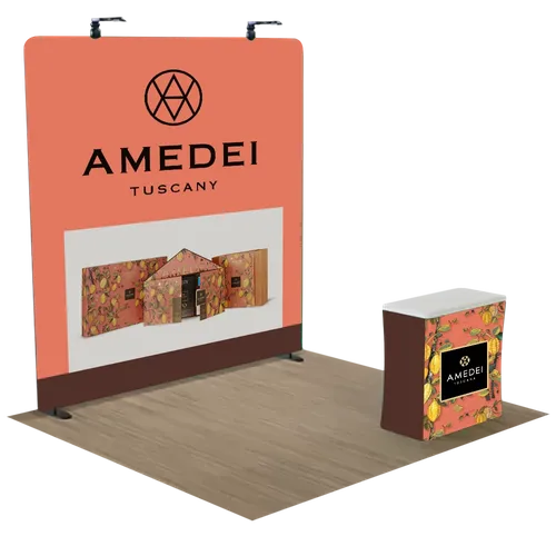 Espositore per Fiere con Zip Personalizzato Tessuto di Tensione 3,1 m x 2,4 m - Imprint Now - IT