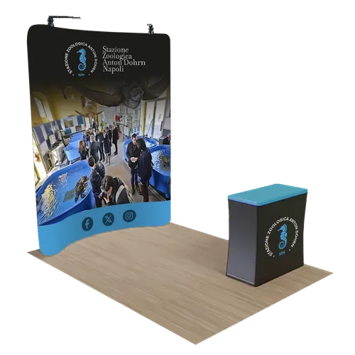 Espositore Fieristico Curvo Personalizzato con zip, Fondale e stand 2,4 m x 2,4 m - Imprint Now - IT