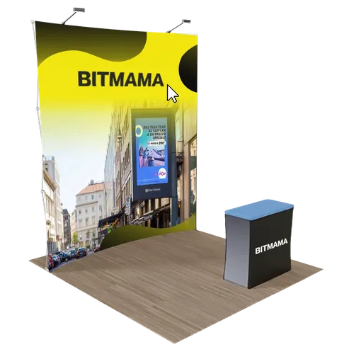 Espositore Pop-up Curvo Personalizzato per Fiere, 3 m x 3 m - Imprint Now - IT