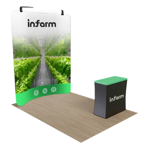 Individuelles Gebogenes Zip-Up Messedisplay 2,4 m x 2,4 m - Imprint Now - DE