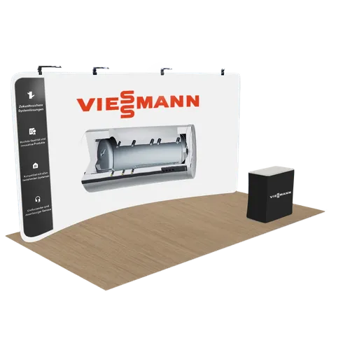 Individuelles Gebogenes Zip-Up Messedisplay 6,1 m x 2,4 m - Imprint Now - DE