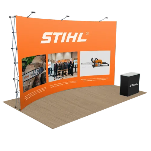 Individueller Gebogener Pop-Up-Display-Stand 6,1 m x 3 m - Imprint Now - DE