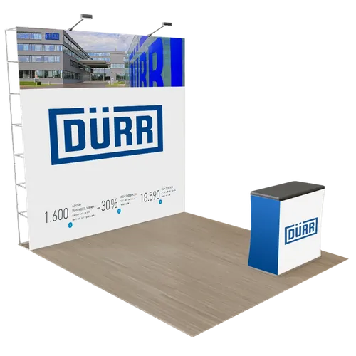 Individuelles Pop-Up Messedisplay Tragbar 3 m x 3 m - Imprint Now - DE