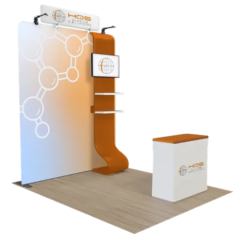 Individuelles Mediendisplay mit TV-Ständer, Spannstoff 2,4 m x 2,4 m - Imprint Now - DE