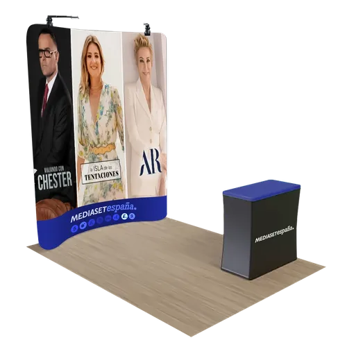 Expositor Curvado con Cremallera Para Ferias de 2,4 m x 2,4 m - Imprint Now - ES