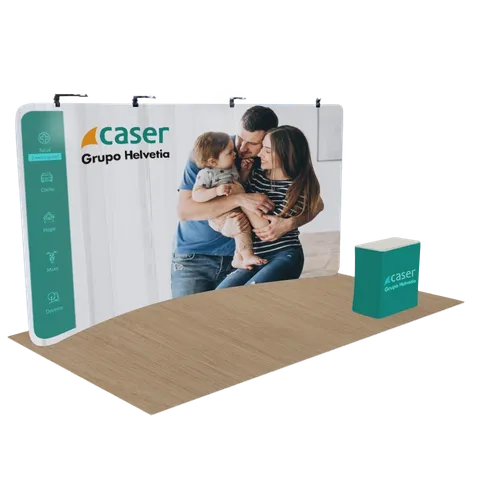 Expositor de Cremallera Curvado Personalizado 6,1 m x 2,4 m - Imprint Now - ES