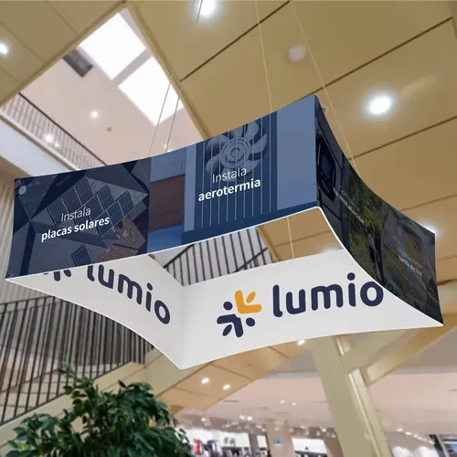 Pancartas Colgantes para Ferias Personalizadas - Cuadrado Curvo - Imprint Now - ES