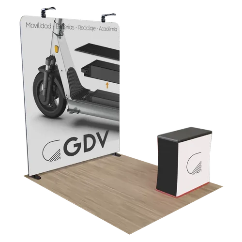 Expositor Personalizado con Cremallera para Ferias Comerciales Estructura de Aluminio 2,4 m x 2,4 m - Imprint Now - ES