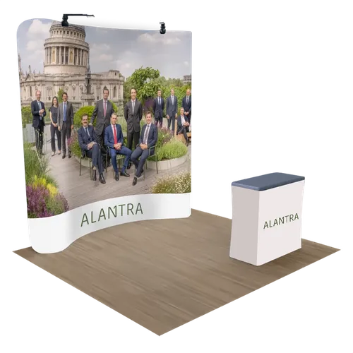 Expositor Curvado con Cremallera Para Ferias y Exposiciones 3,1 m x 2,4 m Tension Fabric - Imprint Now - ES