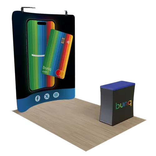 Gepersonaliseerde Gebogen Zip Up Trade Show Display Backdrop Stand 2,4 m x 2,4 m - Imprint Now - NL