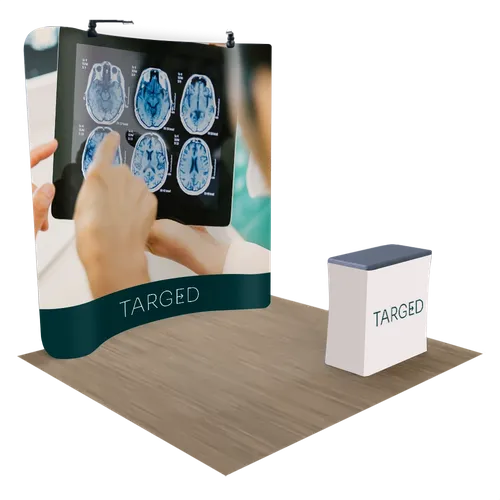 Gepersonaliseerde Gebogen Zip Up Trade Show Display Spanning Stof 3,1 m x 2,4 m - Imprint Now - NL