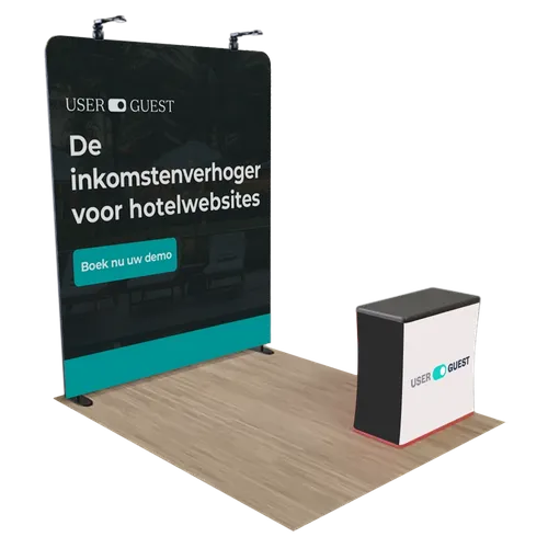 Gepersonaliseerde Beursstand met Ritssluiting en Aluminium Frame 2,4 m x 2,4 m - Imprint Now - NL