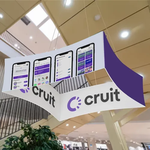 Gepersonaliseerde Trade Show Hangende Banner Display - Gebogen Vierkant - Imprint Now - NL