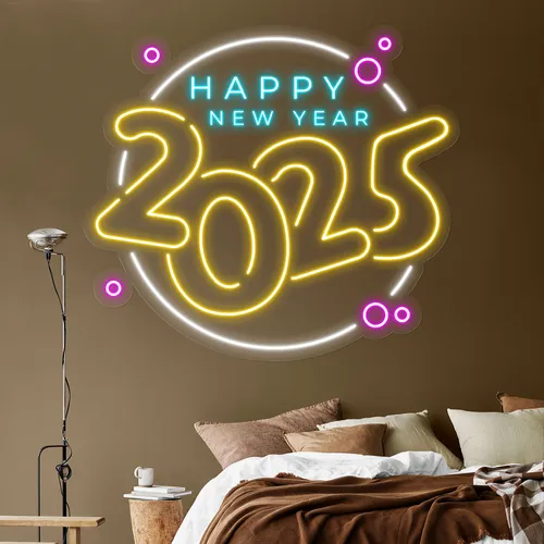 Colorful New Year Neon Sign - Custom Pro Prints