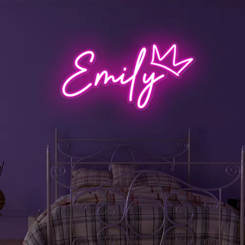 Emily Crown Neon Sign - Custom Pro Prints