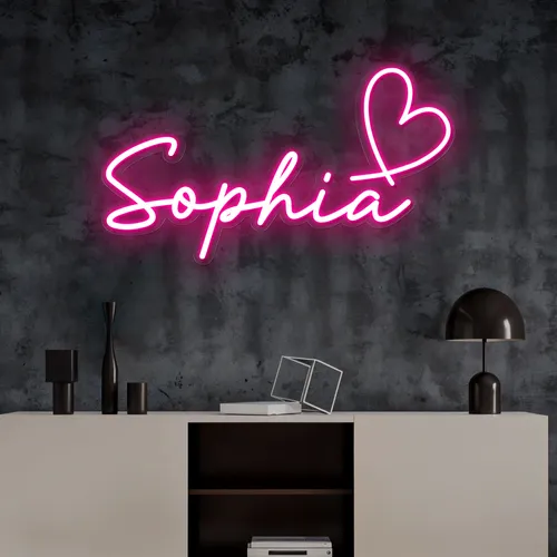 Sophia with Heart Neon Sign - Custom Pro Prints