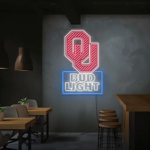 OU Bud Light Neon Sign - Custom Pro Prints