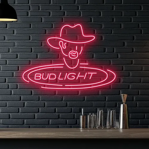 Cowboy Bud Light Neon Sign - Custom Pro Prints
