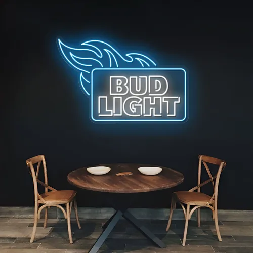 Fiery Bud Light Neon Sign - Custom Pro Prints
