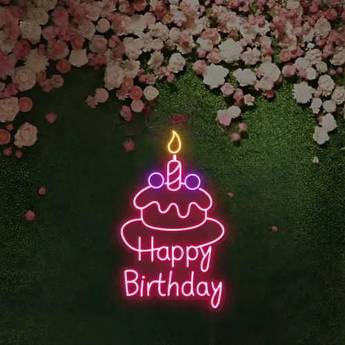 Happy Birthday Wishes Neon Sign - Custom Pro Prints
