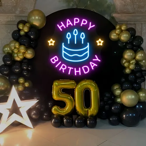 Blissful Happy Birthday Neon Sign - Custom Pro Prints
