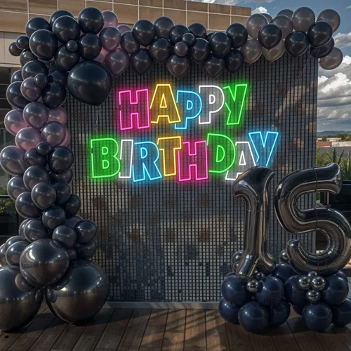 Colorful Happy Birthday Neon Sign - Custom Pro Prints
