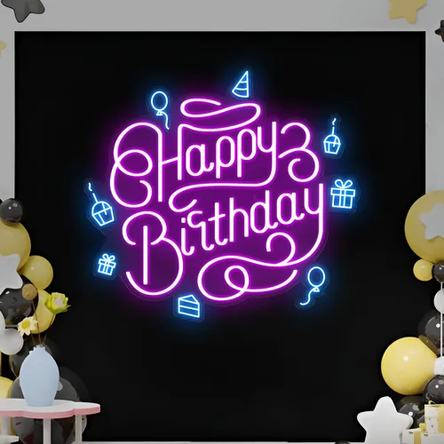 Happy Birthday Vibes Neon Sign - Custom Pro Prints