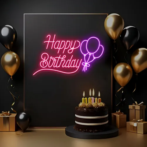 Happy Birthday Glow Neon Sign - Custom Pro Prints