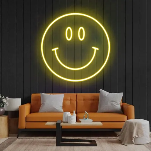 Yellow Neon Smile Sign - Custom Pro Prints