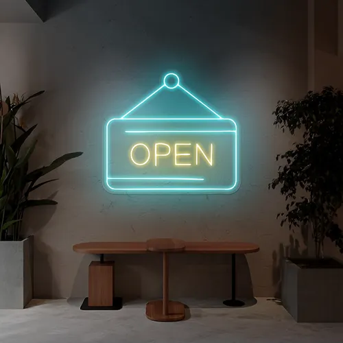Glowing Open Neon Sign - Custom Pro Prints