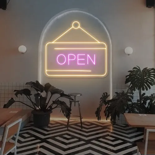 Retro Open Neon Sign - Custom Pro Prints