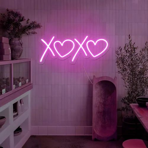 XOXO Heart Pink Neon Sign - Custom Pro Prints