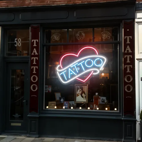 Tattoo Heart Window Neon Sign - Custom Pro Prints