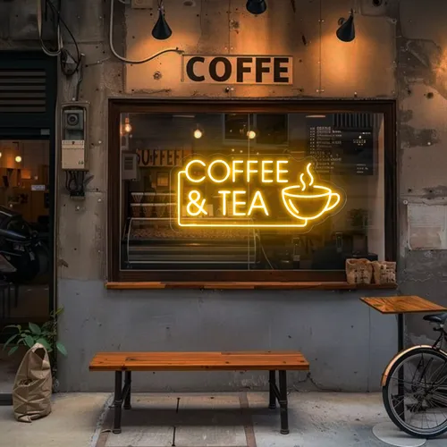 Coffee Tea Window Neon Sign - Custom Pro Prints