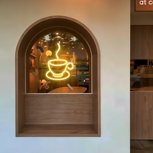 Coffee Cup Window Neon Sign - Custom Pro Prints