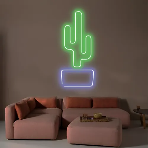 Cactus Vertical Neon Sign - Custom Pro Prints