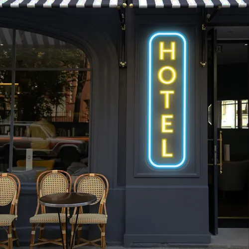 Hotel Vertical Neon Sign - Custom Pro Prints