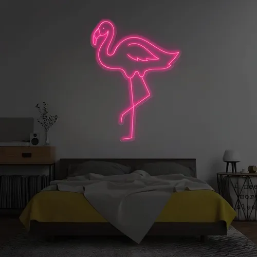 Single Flamingo Vertical Neon Sign - Custom Pro Prints