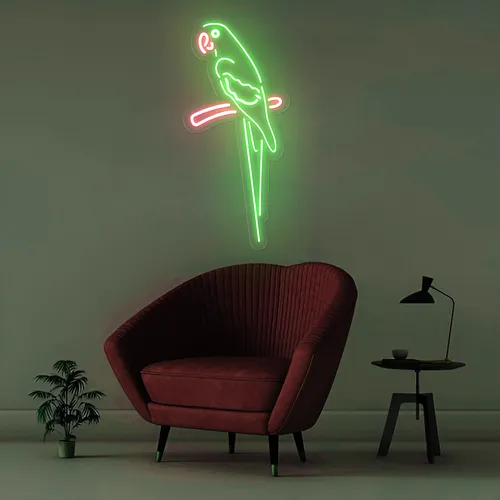 Green Parrot Vertical Neon Sign - Custom Pro Prints